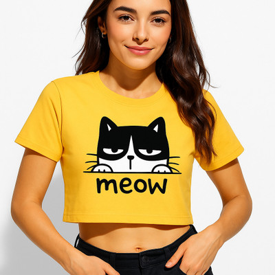 FASHIONCARNIVEL Casual Animal Print Women Yellow Top