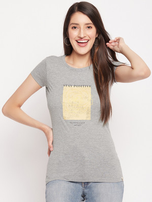DUKE Casual Printed Women Grey Top