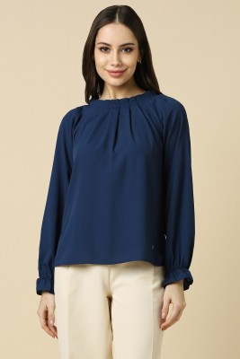 Allen Solly Casual Solid Women Dark Blue Top