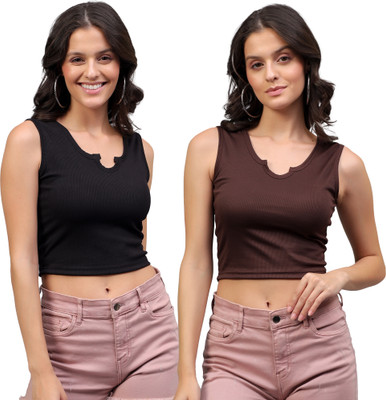 FASHA Casual Self Design Women Black, Brown Top