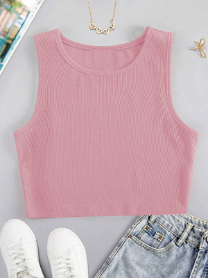 CILIMILI Casual Self Design Women Pink Top