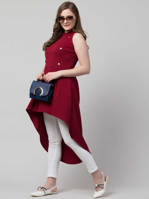 SAKSHI TRADER Casual Solid Women Maroon Top