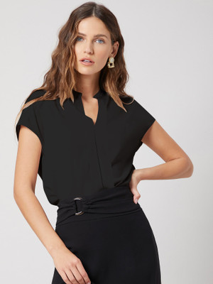 METRONAUT Casual Solid Women Black Top
