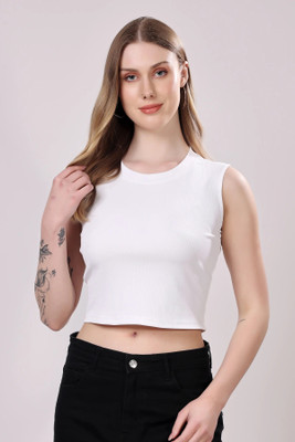 ADIXUS Casual Solid Women White Top