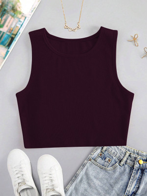 CILIMILI Casual Self Design Women Maroon Top