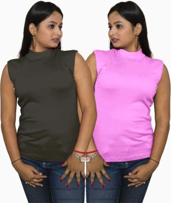 Mr Lier Casual Solid Women Black, Pink Top