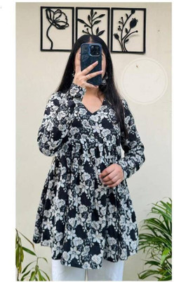 Ankita Fashion Collection Casual Printed Women Black Top