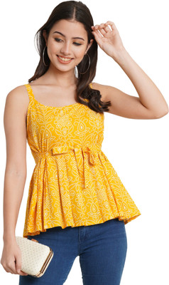 COTLAND Fashions Casual Printed Women Yellow Top