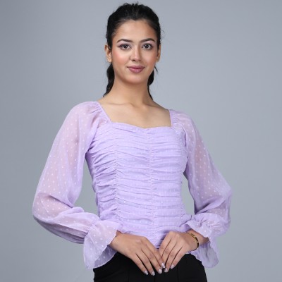 EyeBogler Casual Self Design Women Purple Top