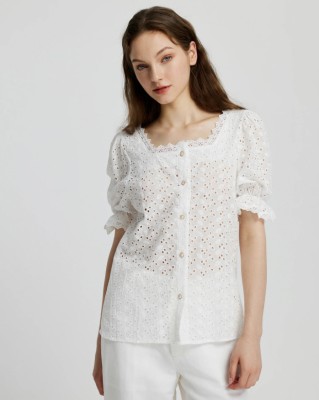 I.T FASHION Party Embroidered Women White Top