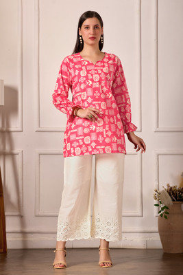 KALEE Casual Graphic Print Women Pink Top