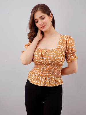OTTAVIA Party Self Design Women Yellow Top