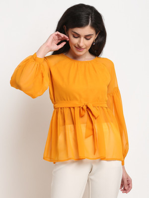 La Zoire Casual Solid Women Yellow Top