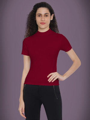 Kashonaa Casual Solid Women Maroon Top