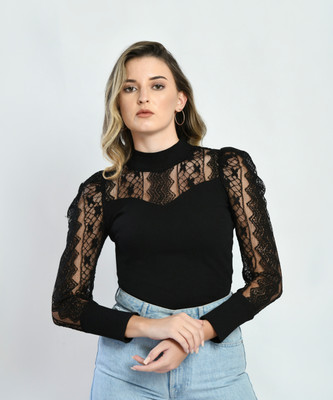IUGA Party Solid Women Black Top