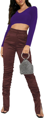 THE BLAZZE Casual Solid Women Purple Top