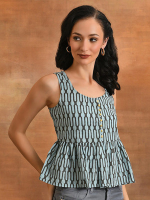 ANOUK Casual Striped Women Blue Top