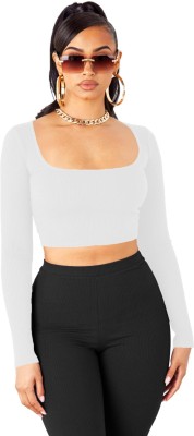 THE BLAZZE Casual Solid Women White Top