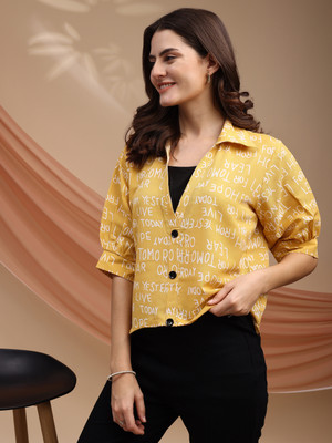 Kinjo Casual Printed Women Yellow Top