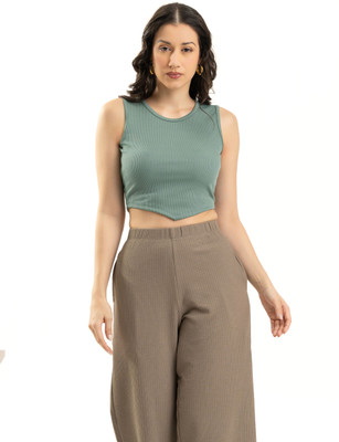 Komurr Casual Solid Women Light Green Top