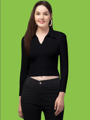 Maheshvi Casual Solid Women Black Top