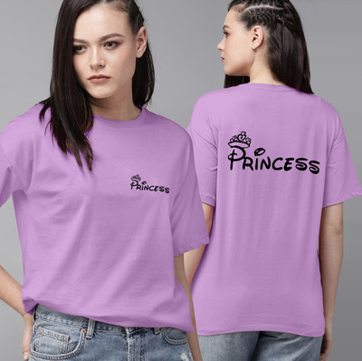 hkCreation Printed, Typography Women Round Neck Purple T-Shirt