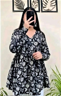 KULSUM Party Printed Women Black Top
