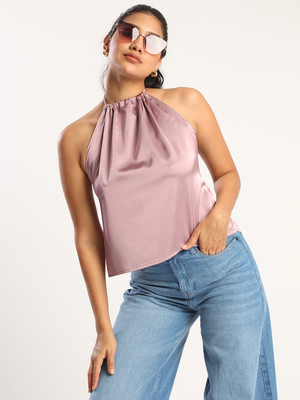 Bene Kleed Casual Solid Women Pink Top