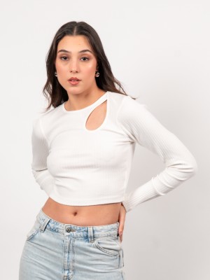 Strong and Brave Party Solid Women White Top