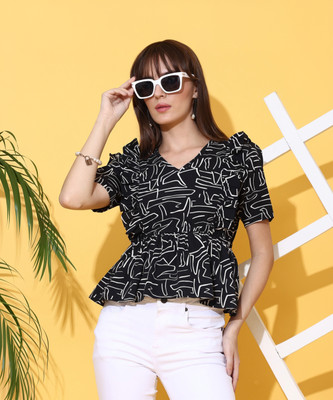 Sheetal Associates Casual Printed Women Black Top