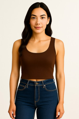 mx fashion Casual Self Design Women Brown Top