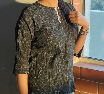 RSQUARE Casual Solid, Printed Women Black Top