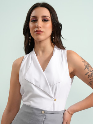 Tokyo Talkies Casual Solid Women White Top