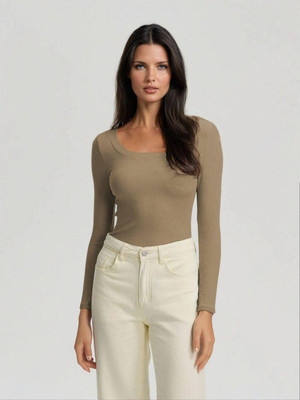 KOTTY Casual Solid Women Brown Top