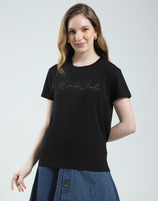 MONTE CARLO Casual Printed Women Black Top