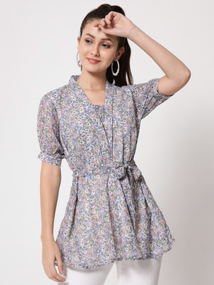 ANGOORI FASHION Casual Printed Women Grey Top