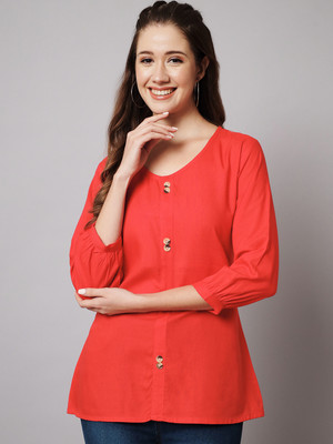 MEERANSHI LIVING Women Solid Straight Kurta(Red)
