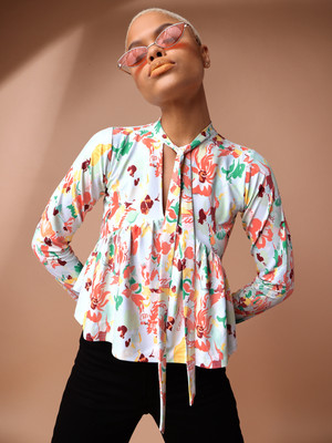 PURVAJA Party Floral Print Women Multicolor Top