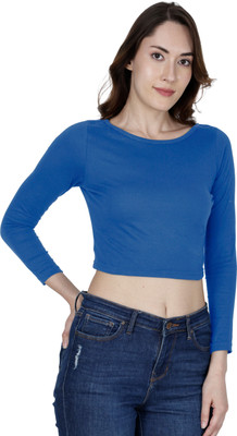DUDSTUCKER Casual Solid Women Blue Top