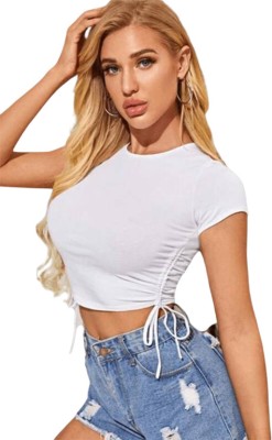 Kamedge Casual Self Design Women White Top