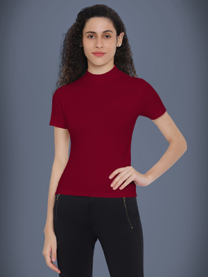Maheshvi Casual Self Design Women Maroon Top