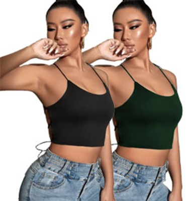 WANQUILA Casual Solid Women Black, Green Top