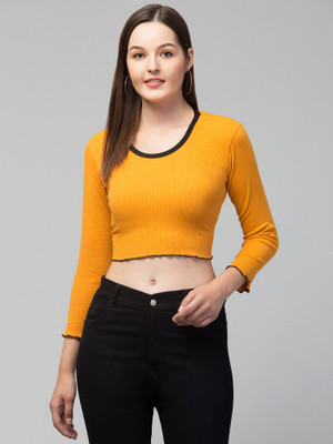 Topster Casual Solid Women Orange Top