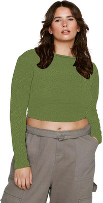 jovo Casual Solid Women Light Green Top