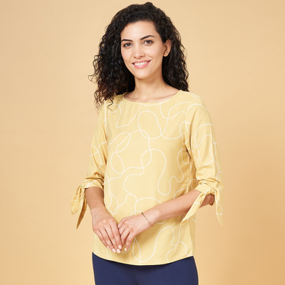 Annabelle by Pantaloons Casual Printed Women Yellow, White Top