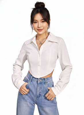 Leriya Fashion Casual Self Design Women White Top