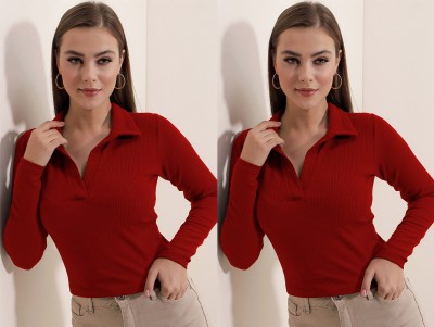 Dream Beauty Fashion Casual Solid Women Red Top