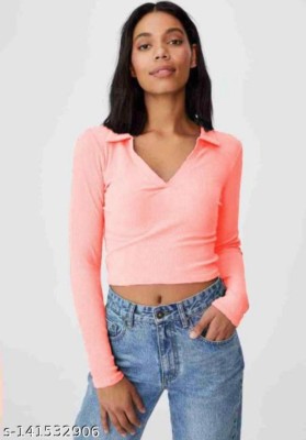 swaggish Casual Self Design Women Pink Top