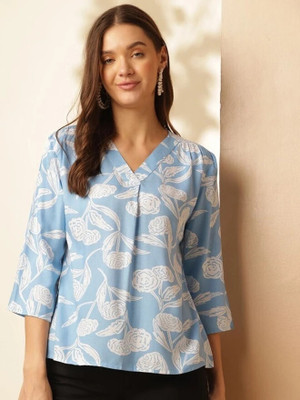 flipFabric Casual Printed Women Light Blue Top
