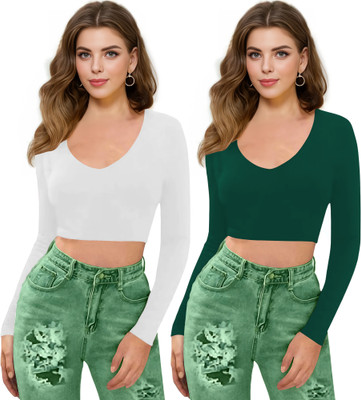Kashonaa Casual Solid Women Green Top